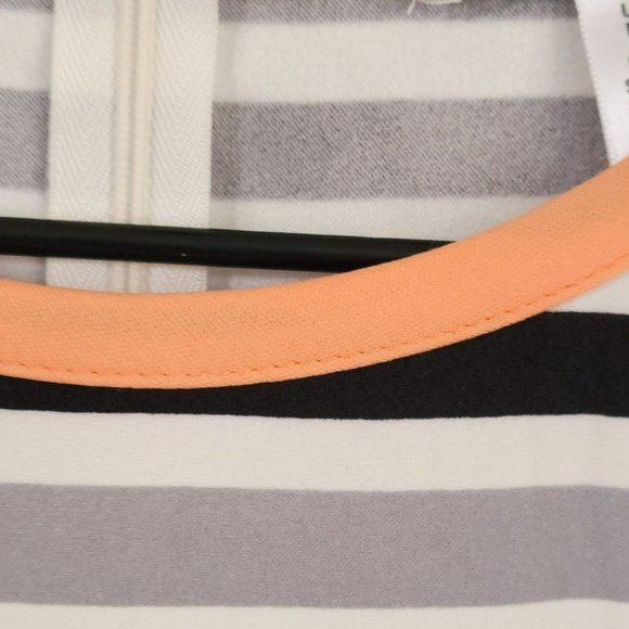 Wisp Sleeveless Coral and Blue Striped Sheath Dress Size 8 Comfy Stretch! - Picture 4 of 10